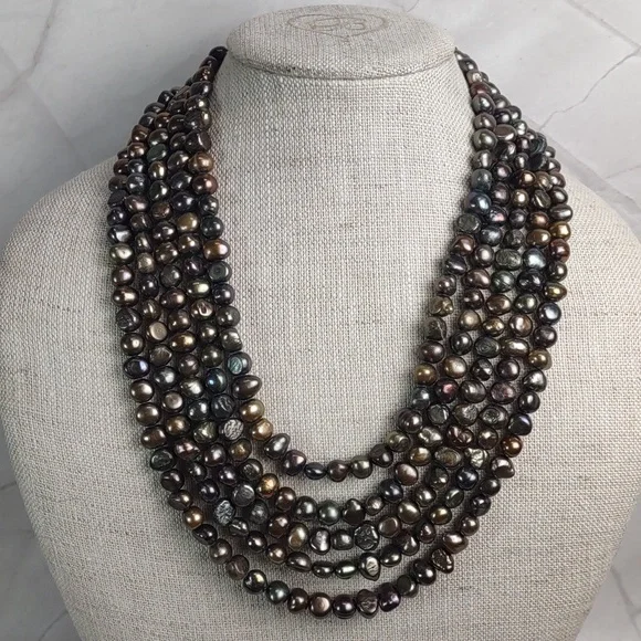Jay King Mocha Peacock Freshwater Pearl Layered Necklace & Coordinating Earrings - Picture 1 of 14